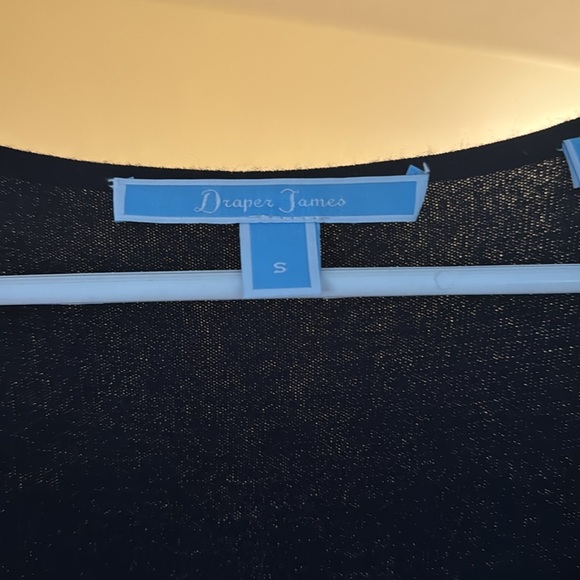 💎 Draper James Fleurette‎ Sweater Dress Navy Sheer Sleeves w. 3D Flowers 💎 - Picture 2 of 4